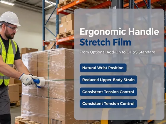 Filem Regangan Pemegang Ergonomik: Alat Tambah Pilihan—atau Piawaian OH&S Baharu untuk Operasi Gudang?